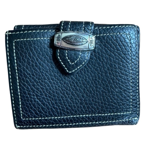 Vintage Brighton Pebble Black Leather Wallet Buckle - Picture 1 of 11